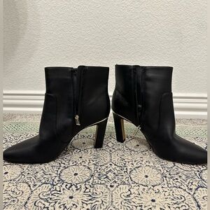Vince Camuto Black Leather Ankle Booties with Side Zipper